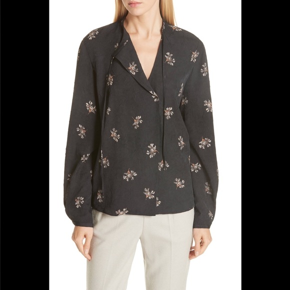 Vince Tossed Bouquet Tie Neck Blouse - Picture 2 of 7
